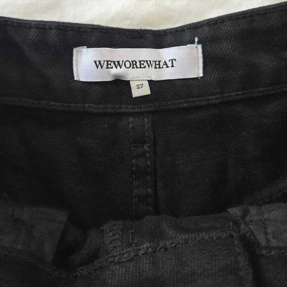 NWT WeWoreWhat Wide Leg Black Denim Jeans High Rise Size 27 - Picture 4 of 5